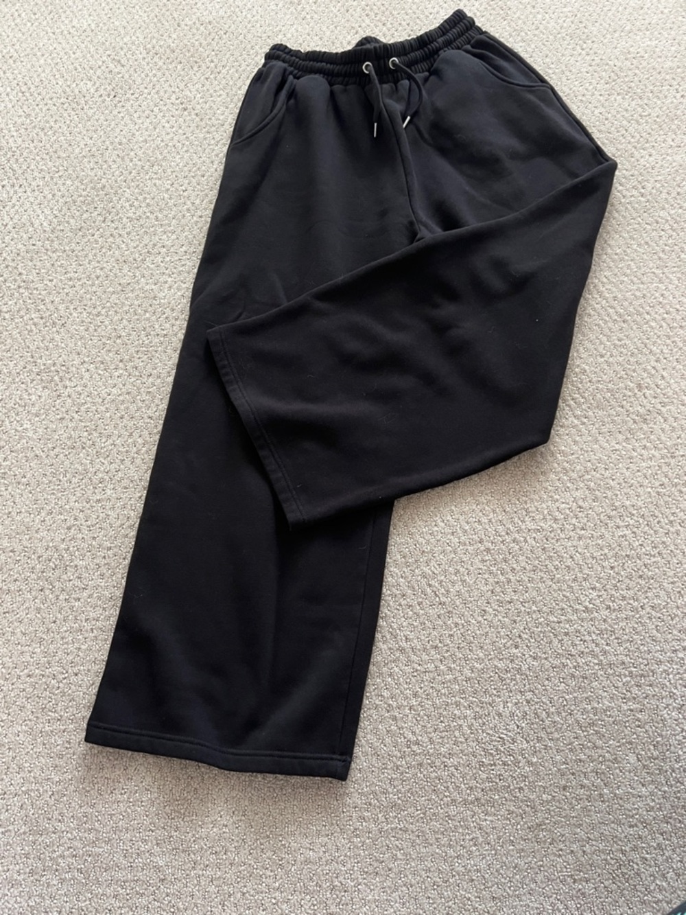 PrettyLittleThing Black Wide-Leg Track Pants